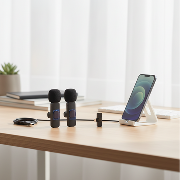 K8 Dual Wireless Lavalier Microphone for iPhone & Android, Plug-and-Play Noise Reduction Mic for Vlogging, YouTube, Live Stream