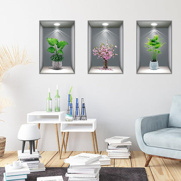 3 Sheets Flower Decoration Art Magic Sticker 3d Vinyl Removable Wall Sticker