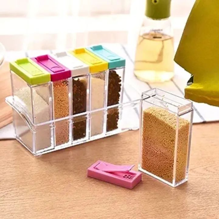 6 Piece Kitchen decor Transparent Spice Jar Set with Colorful Lids for Flavorful Seasoning Storage kitchen organizer Condiment Storage Kitchen Essentials spice kit