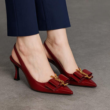 YSL Inspired Slingback Heels Providing Elegant Style With Sophisticated Look Durable Quality Comfortable Wear - 36/Black