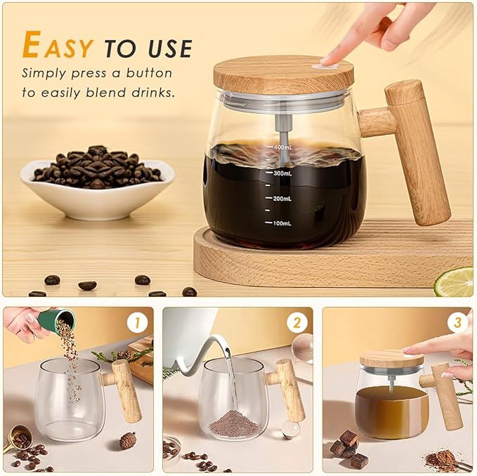 Self Stirring Mug 400ml Rechargeable Electric Stirring Mug WaterProof Automatic Mixing Cup for Coffee And Protein